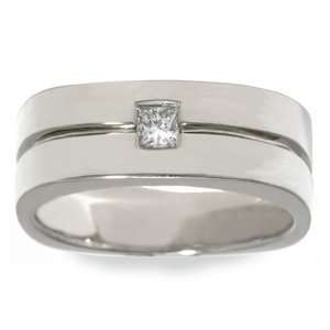 GOLDMAN Mens 1/4 Carat Diamond 14k White Gold Eternity Wedding Ring 