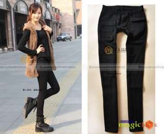 New Women Fashion Vintage Pencil Slim Denim Jeans Pants Trousers Black 