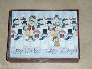 Christmas Cards Happy Holidays Snowmen  Box of 28   6 x 4 (NIB 