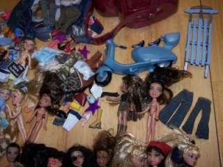 full sized dolls, 85 accessories, clothing, shoes (some mismatched 