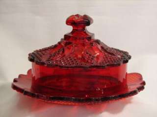   Glass RED ROYAL RUBY Covered Butter HIGH HOB #550 GORGEOUS  