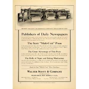  1921 Ad Walter Scott Scott Multi Unit Printing Press 