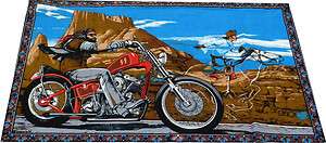 Biker and Horse Rider Desert 100% Cotton Wall hanger / Tapestry Brand 