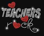 TEACHERS ROCK WITH RED HEARTS VALENTINES RHINESTONE HOT