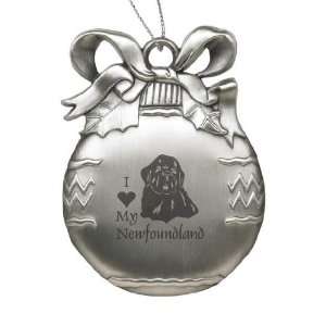  Solid Pewter Christmas Ornament   I Love My Newfoundland 