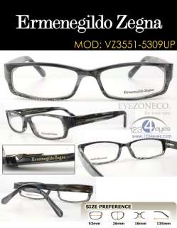   Ermenegildo Zegna Eyeglass VZ3551 5309UP FULL Rim Acetate Frame GREY