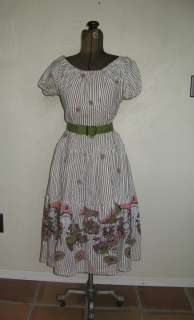   1940s   50s NOVELTY PRINT MEXICAN FIESTA PARTY DRESS L  