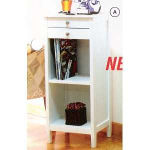 All new item White finish wood telephone table stand with 2 drawers 