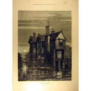    1880 Woodleigh Grange Drawing Read Moat House Print