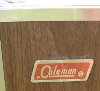 VINTAGE COLEMAN TWO TONE BROWN METAL STAND UP COOLER  