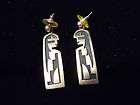 HOPI M, STERLING SILVER, CUTOUT, OVERLAY, LADYS VINTAGE EARRINGS