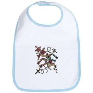  Baby Bib Sky Blue Horseshoes Roses and Crosses Everything 
