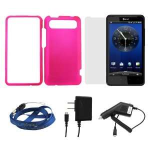  GTMax Hot Pink Rubberized Snap On Case + Clear LCD Screen 