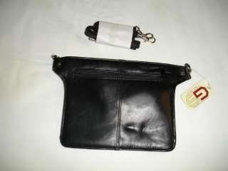 Black Leather Cell Passport Holder Travel Bag EZ Carry Hide Under 