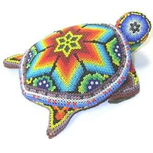  Sea Turtle ~ 4.75 Inch Huichol Bead Art