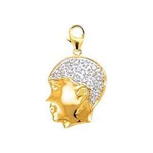  BoyS Head, 14K Yellow Gold Diamond Charm: Jewelry