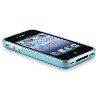  Blue Skin Gel TPU Soft Rubber Case Cover for iPhone 4 G 4S USA  