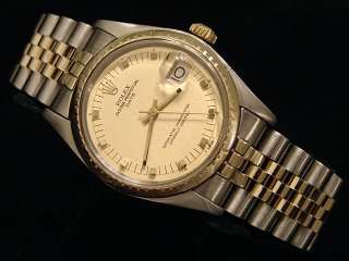 Mens Two Tone 14k Gold/Steel Rolex Date Watch W/Rare Dial  