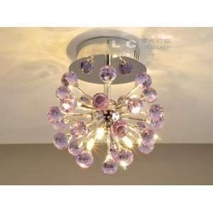  6 light Floral Shape K9 Crystal Ceiling Light Purple: Home 