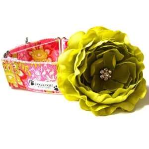    Pink and Green Floral 1.5 Martingale Dog Collars