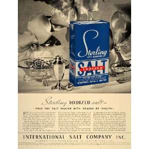   Salt Sterling Shaker Iodized Box   Original Print Ad: Home & Kitchen