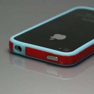  Blue / Red Bumper Case for Apple iPhone 4 [Total 60 Colors] +Free 