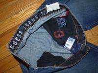 NWT Mens GUESS Low Rise Straight Leg Jeans Black Trim In JOUST Wash 32 