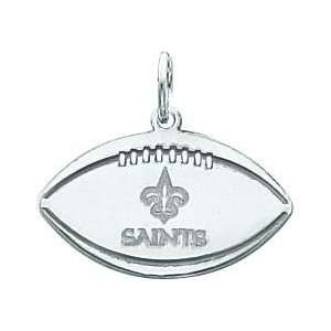  14K White Gold NFL New Orleans Saints Logo Football Charm 