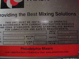 Philadelphia Center Mount 5HP Mixer agitator 125 RPM Out 4040PTO 4040 