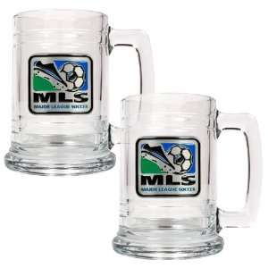  Major League Soccer Logo MLS 2pc 15oz Glass Tankard Set 