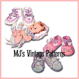 Vintage Baby Bootie Pattern ~ 3 different designs  