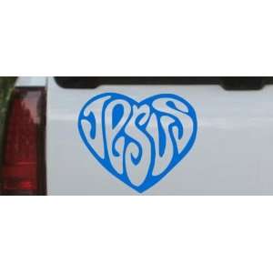 Blue 8in X 6.9in    Jesus Heart Christian Car Window Wall Laptop Decal 