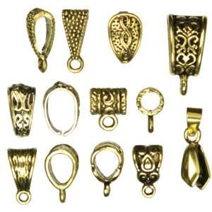  Jewelry Basics Mix Bail Pack 13/Pkg 10mmx15mm Antique Gold 
