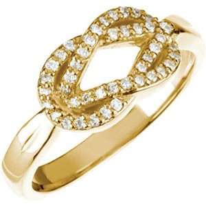  14K Yellow Gold Diamond Love Knot Ring   0.22 Ct.: Jewelry