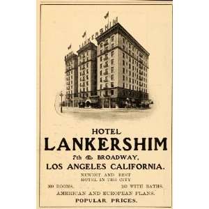  1905 Vintage Ad Hotel Lankershim Los Angeles California 