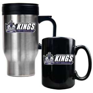 Los Angeles Kings NHL Stainless Steel Travel Mug and Black Ceramic Mug 