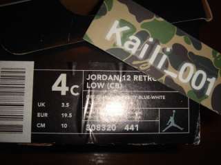 Nike Jordan 12 Retro Low (CB) Sz 4c OG Vintage Obsidian  