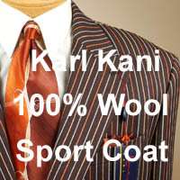 42L Sport Coat   2 Button 100% Wool Karl Kani   S25  