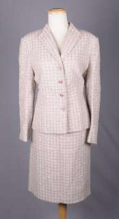 KASPER Lavender/Cream Tweed 2pc Jacket Skirt Suit 12  