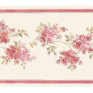  Lilacs Red on Beige Wallpaper Border in Fresh Kitchens 4 