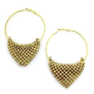  Fashion Hoop Earrings; 2.25 Diameter; Gold Metal with 