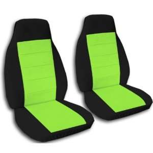  2 Black and Lime Green seat covers for a 1994 to 1997 