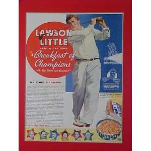 Lawson Little Lord Of The Links 1937 Wheaties Advertisement Bulletin 