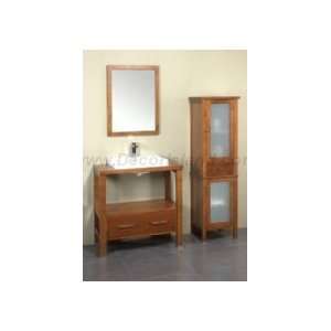   Bathroom Vanity Set W/ Ceramic Vessel Sink, Mirror & Linen Tower Home
