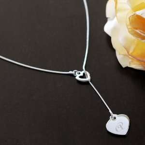  Personalized Double Heart Lariat Necklace 