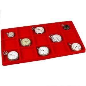   15 Slot Red Jewelry Coin Showcase Display Tray Insert: Home & Kitchen