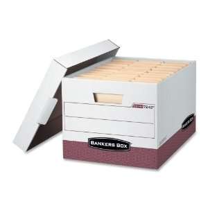 KIVE® Storage Box, 12 x 10 x 15, Letter/Legal Size, White/Red, 12 
