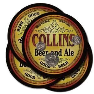 COLLINS Family Name Brand Beer & Ale Coasters