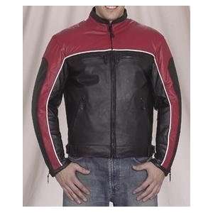    Mens Black & Red Vented Leather Motorcycle Jackets: Automotive