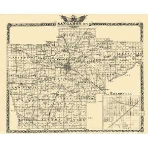  SANGAMON COUNTY ILLINOIS (IL) LANDOWNER MAP 1876